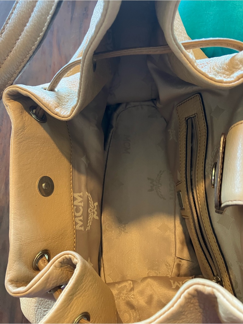 MCM Tan Drawstring Leather Shoulder Hobo - Picture 7 of 7